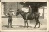 Front of post card featuring Joseph Handley Smith with an unidentified friend on a horse in France.