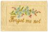 #05-front: Souvenir silk postcard with embroidered message “Forget me not.” December 4, 1915, Belgium.