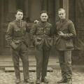 Front view. Copeland & 2 fellow P.O.W.s at Schweidnitz Gefangenenlager, April 1918.