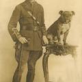 WWI; Copeland in uniform with dog, Savannah Studio, Victoria, B.C. 