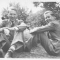 Brothers Hampton Gray & Jack Gray sitting together; 1940.