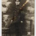 Pte. William McLeish in uniform, wearing P.O.W. armband, date unknown.