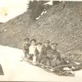Group tobogganing at Mürren Prisoner of War camp, Switzerland, 1916/1917, WWI