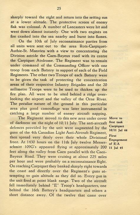 Regimental History, pg 25