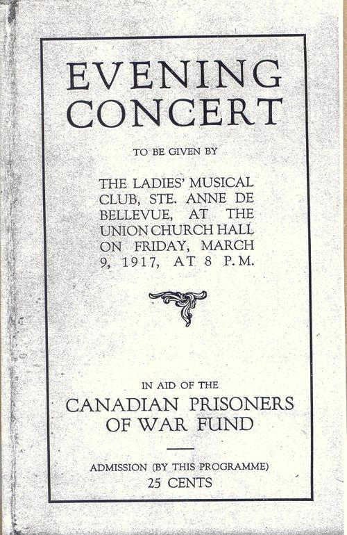 Concert Program, March 9, 1917, cover.