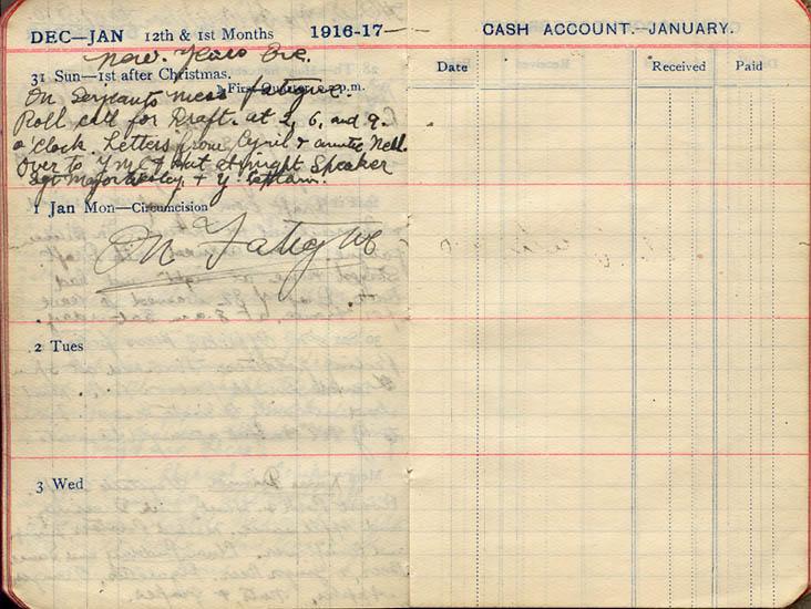 December 1916 Wilson diary, page 154/155.