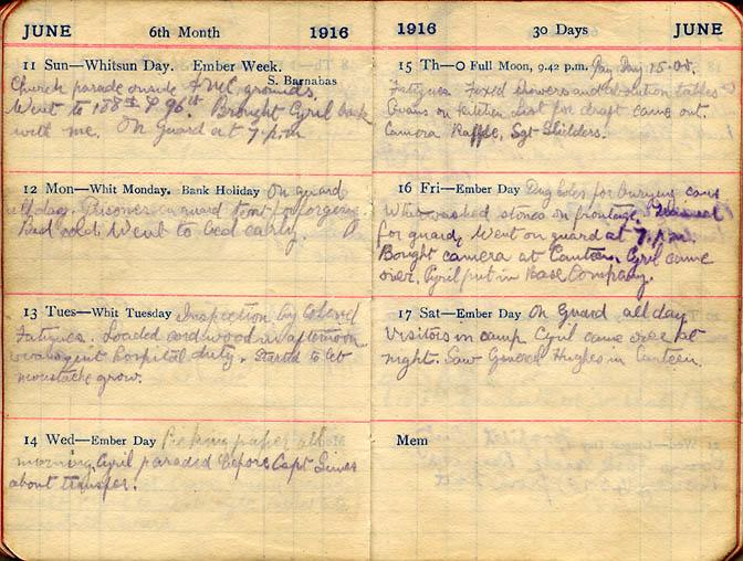 June 1916 Wilson diary, page 98/99.