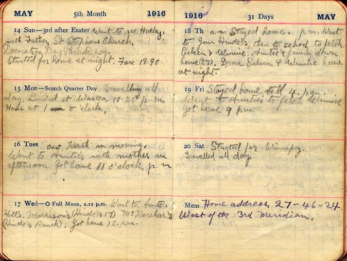 May 1916 Wilson diary, page 90/91.