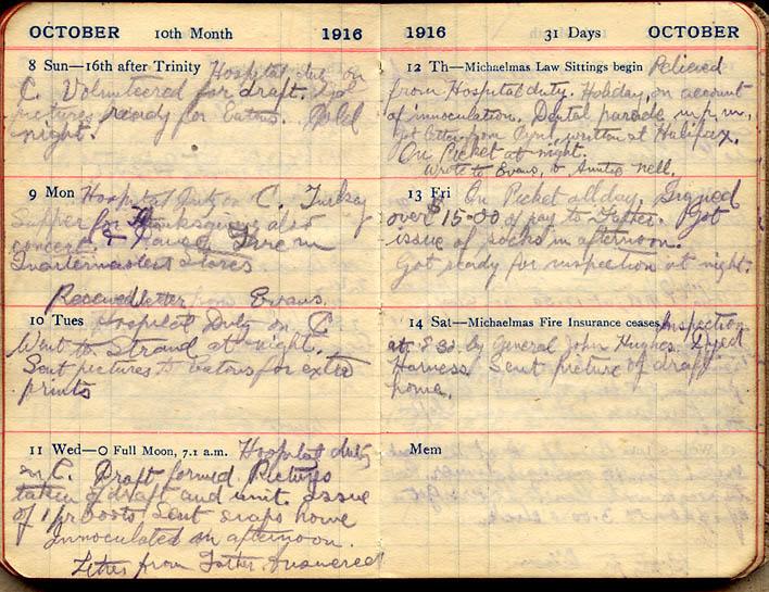 October 1916 Wilson diary, page 130/131.