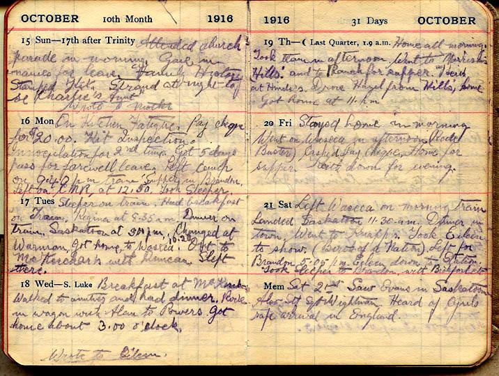 October 1916 Wilson diary, page 132/133.