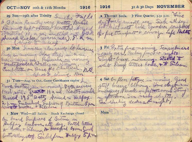 October 1916 Wilson diary, page 136/137.