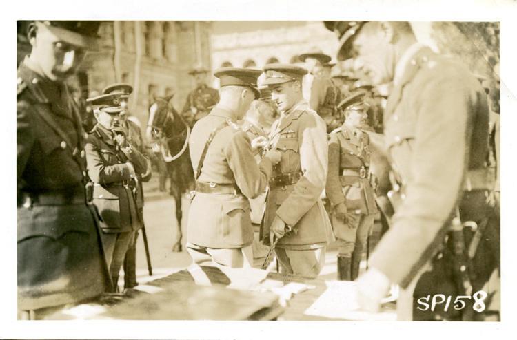 Photo, nd 33, Lancelot Duke receiving the Distinguished Flying Cross from Edward Prince of Wales.