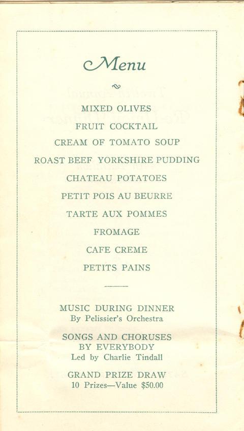 reunion dinner programme, 1914-1919, page 3