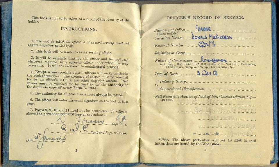 Officer's Record of Service Book (pg2)