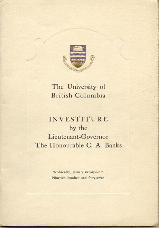 Investiture Program cover, January 29, 1947.