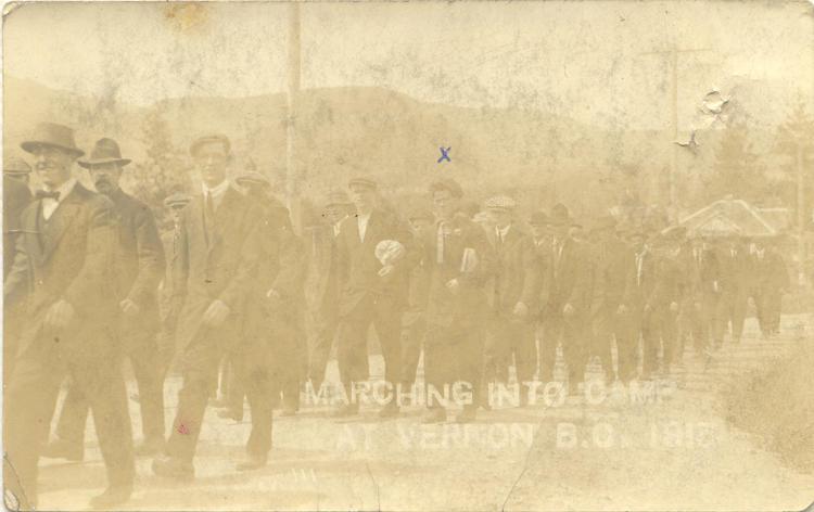 n.d. 18, Marching to camp at Vernon BC