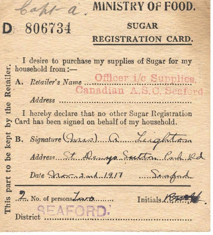 Sugar registration card