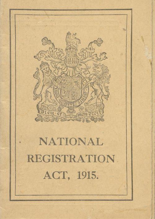 National Registration Act 1915, front