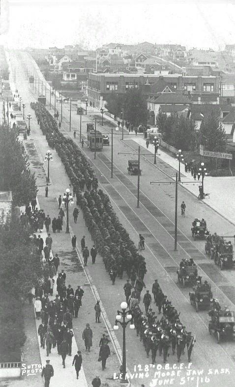 128th Battalion leaving Moose Jaw, June 5, 1916