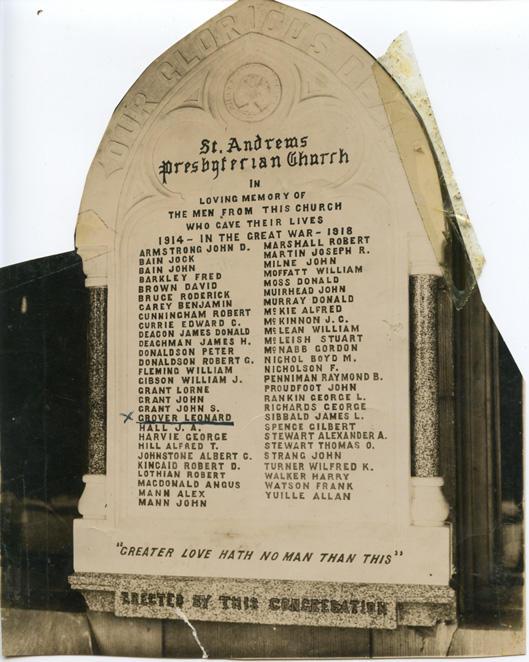 Front photo of St. Andrew's Presbyterian Church Memorial