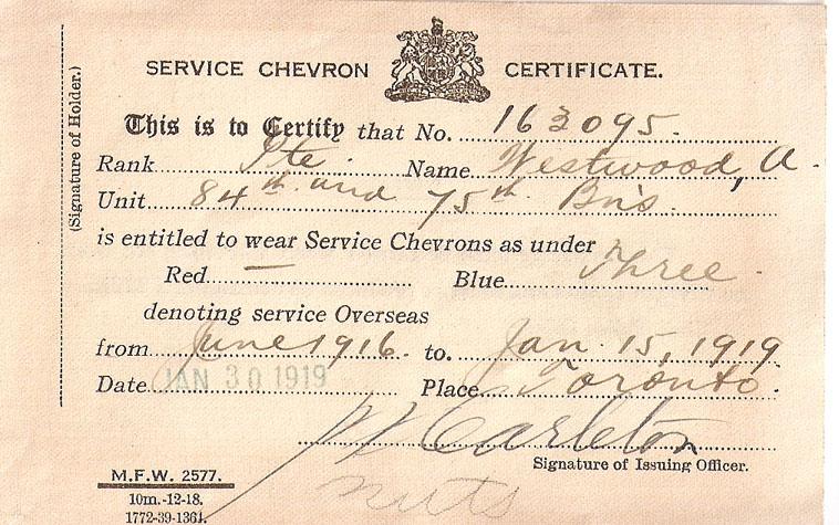 Sevice Chevron certificate.