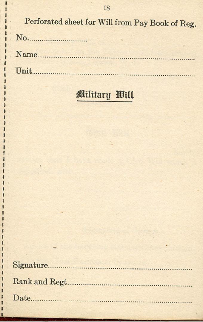 Page 18 of Active Service Paybook from August, 1918.