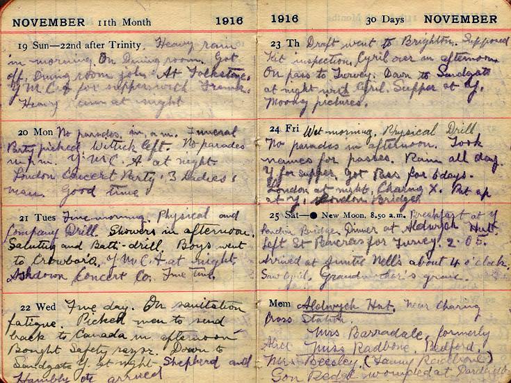 November 1916 Wilson diary, page 142/143.