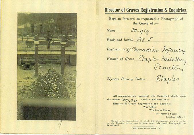 Photo of grave and grave description