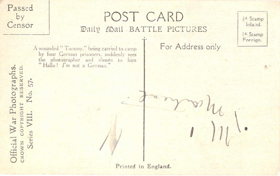 Back of "Daily Mail" War Picture Postcard.