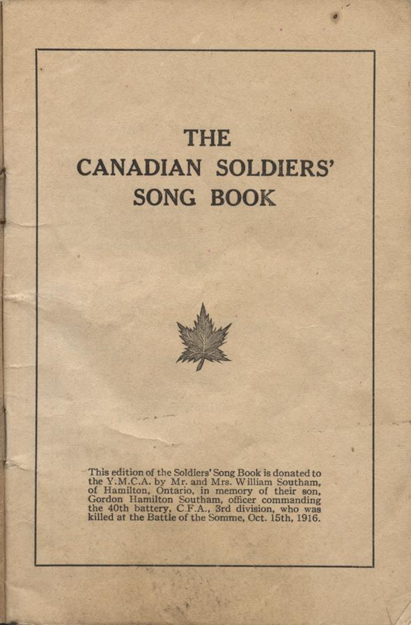 William Daniel Boon. Canadian Soldiers Songbook. Page 1.