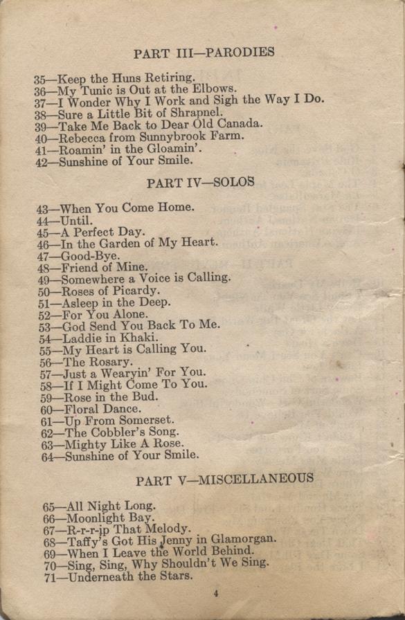 William Daniel Boon. Canadian Soldiers Songbook. Page 4.