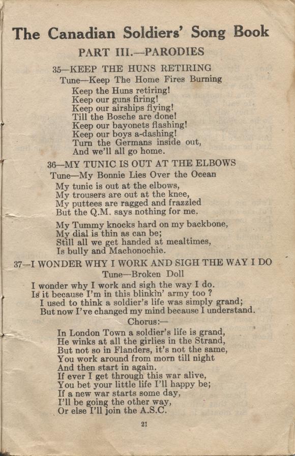 William Daniel Boon. Canadian Soldiers Songbook. Page 21.