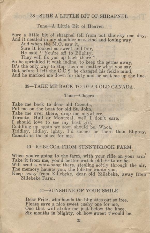 William Daniel Boon. Canadian Soldiers Songbook. Page 22.