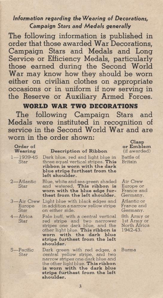 William Daniel Boon. Medal Booklet. Page 2. 