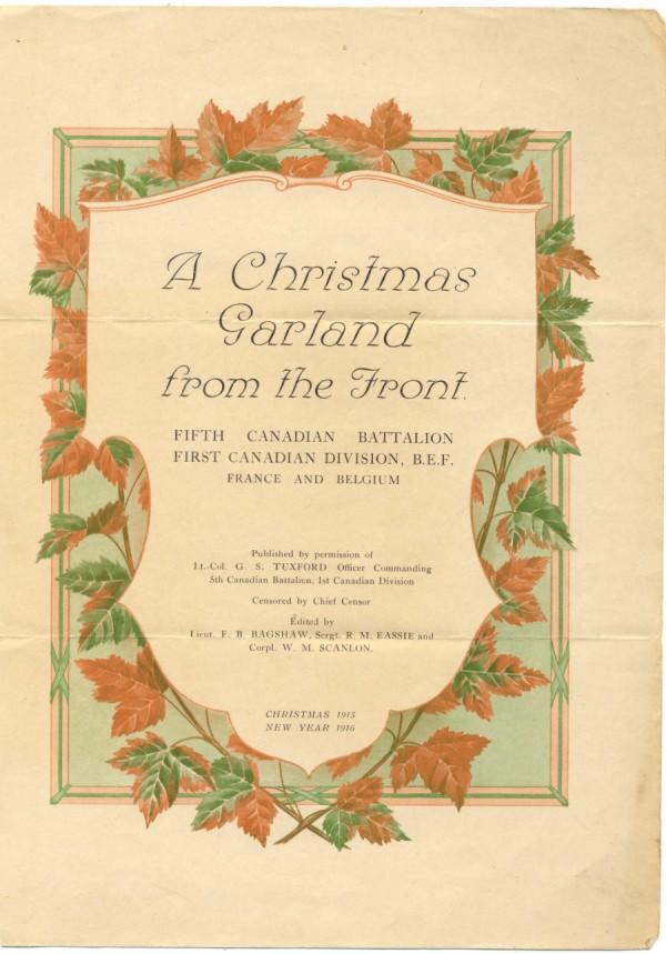 #1 Christmas Card
"A Christmas Garland From The Front"
Christmas 1915, New Year 1916
Cover Only