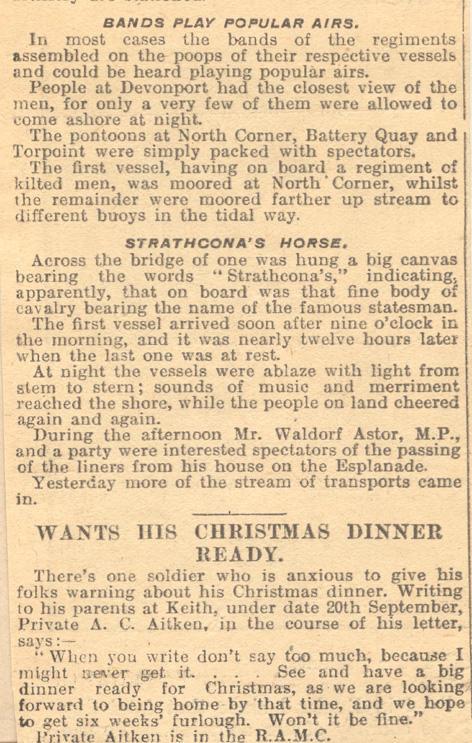 The Following 5 Newspaper Clippings
Are commenting on the arrival
of the Canadian Troops in England 
And more...