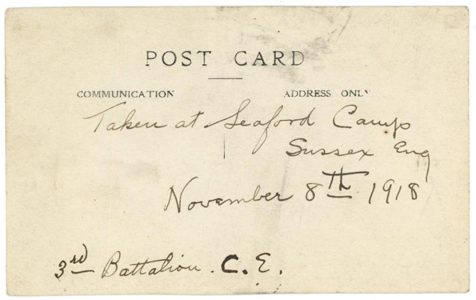 3rd Battalion C.E.  Taken at Seaford Camp, Sussex, England, November 8, 1918, back