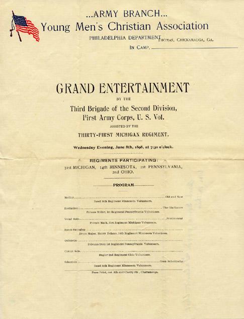 Young Men's Christian Association
Philadelphia - Grand Entertainment
June 8th 1898 
Front