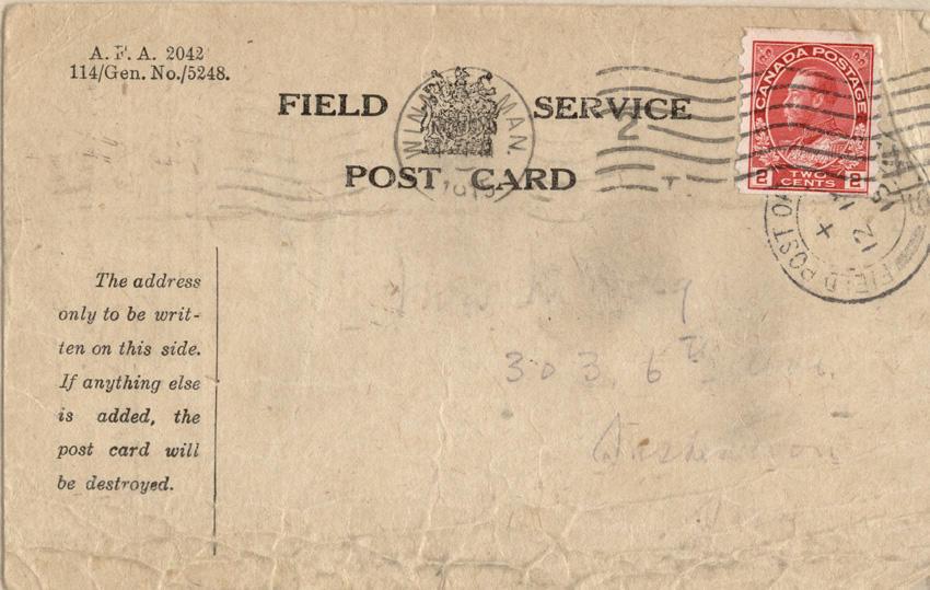 Field Service
Post Card
November 10, 1915
Back