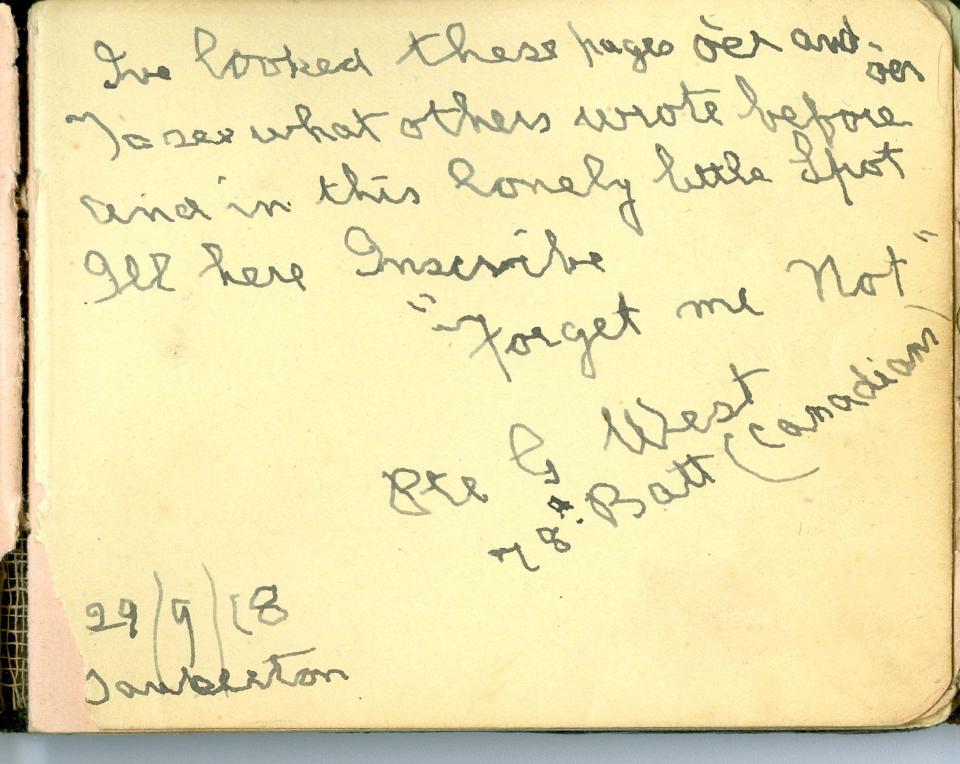 Pte. G. West, September 29, 1918, Tankerton Hosptital, Kent