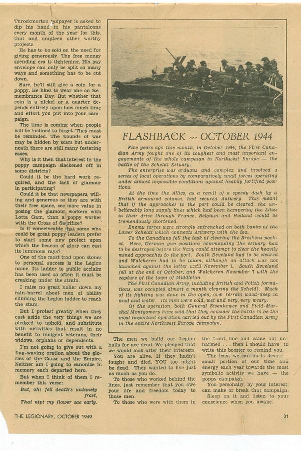Magazine clipping: "Flashback 1944"