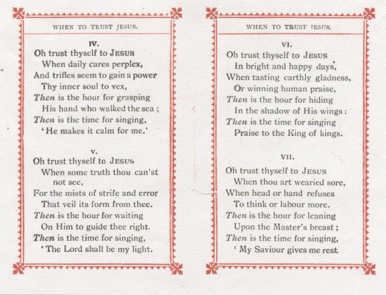 Bonds, Iden, pamphlet, "When to Trust Jesus", nd, inside