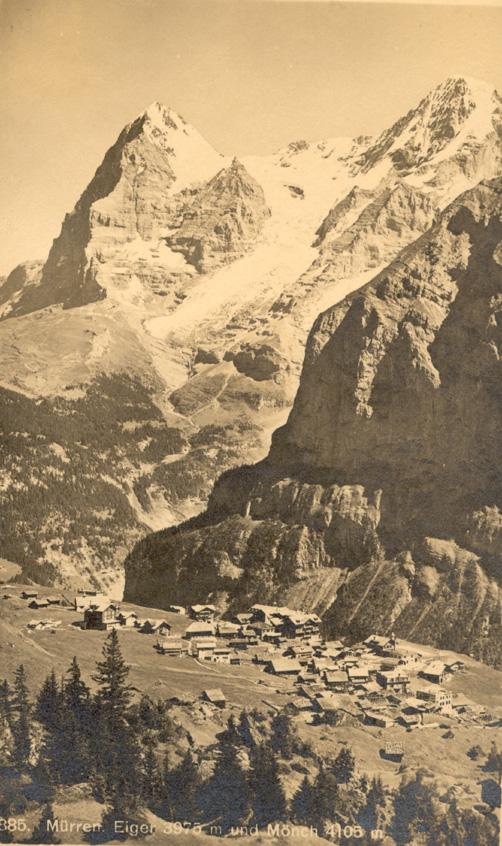 Postcard of Mürren, Switzerland, circa 1917, P.O.W, WWI.