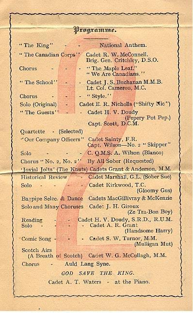 Menu &amp; Programme
#2 Company's
"Jovial Jolts"
April 19, 1918
Page 2