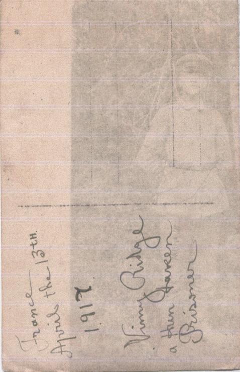 Norris, Louis. April 13, 1917. Back Photograph.