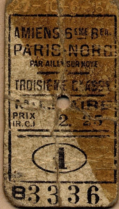 Railway Ticket - Amiens.Paris