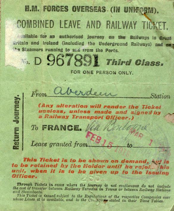 February 1918, Railway Pass, front