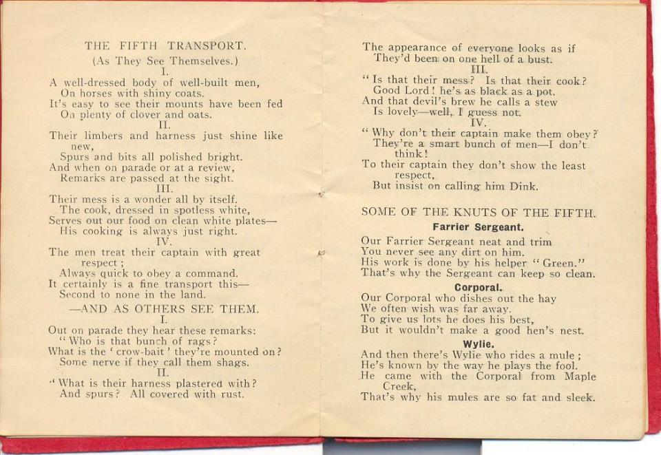 Songs - "The Fifth Transport", "As Others See Them"
and "Some of the Knuts of the Fifth"
Pages 6-7