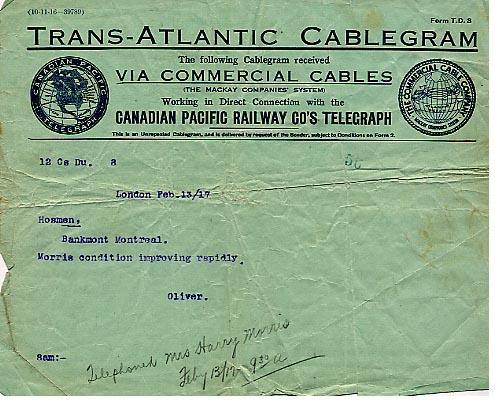 Trans-Atlantic Cablegram
February 13, 1917