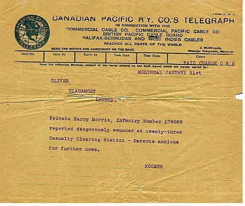 Canadian Pacific Railway's Telegraph 
January 31, 1917